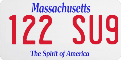 MA license plate 122SU9