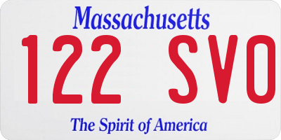 MA license plate 122SV0