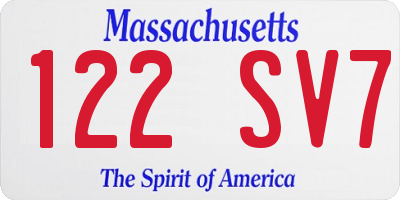 MA license plate 122SV7