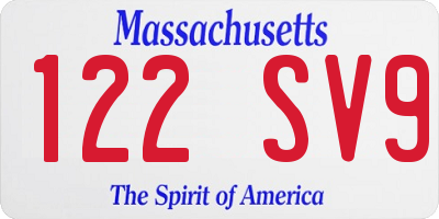 MA license plate 122SV9