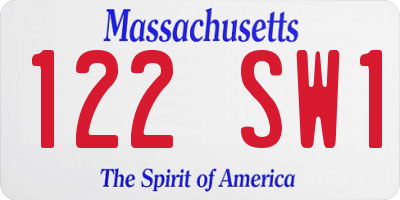 MA license plate 122SW1
