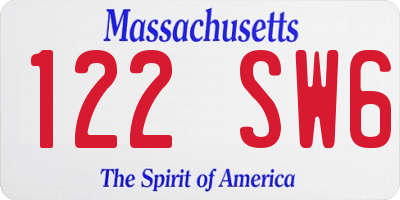MA license plate 122SW6