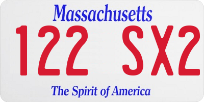 MA license plate 122SX2