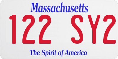 MA license plate 122SY2