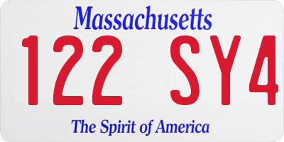 MA license plate 122SY4