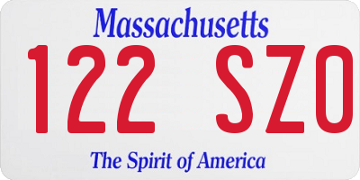 MA license plate 122SZ0