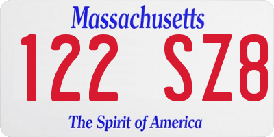 MA license plate 122SZ8