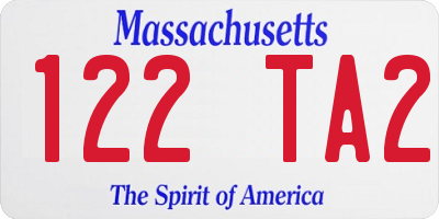 MA license plate 122TA2