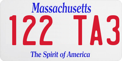 MA license plate 122TA3