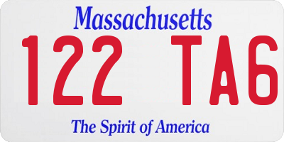 MA license plate 122TA6