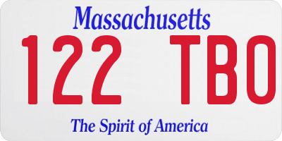 MA license plate 122TB0