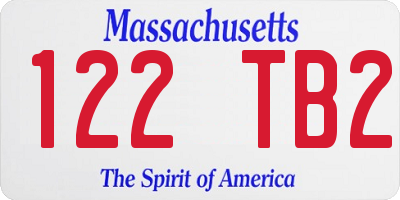 MA license plate 122TB2