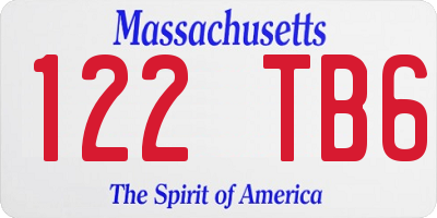 MA license plate 122TB6