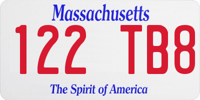 MA license plate 122TB8