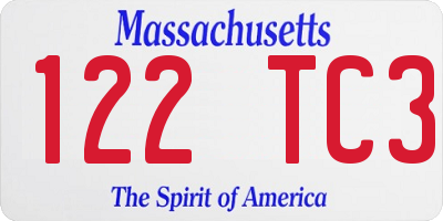 MA license plate 122TC3