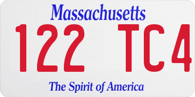 MA license plate 122TC4