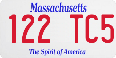 MA license plate 122TC5