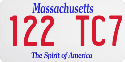 MA license plate 122TC7