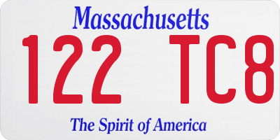 MA license plate 122TC8