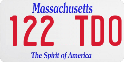MA license plate 122TD0