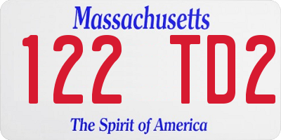 MA license plate 122TD2