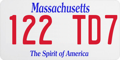 MA license plate 122TD7
