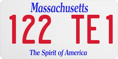 MA license plate 122TE1