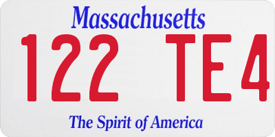 MA license plate 122TE4