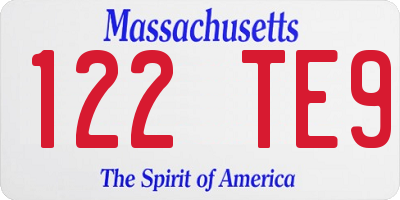 MA license plate 122TE9