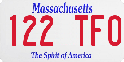 MA license plate 122TF0