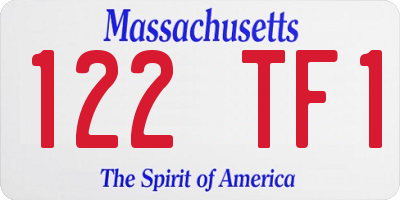 MA license plate 122TF1