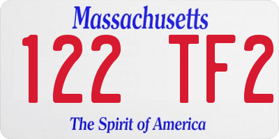 MA license plate 122TF2