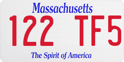 MA license plate 122TF5