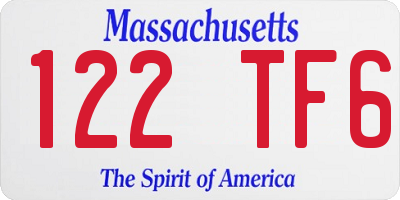 MA license plate 122TF6