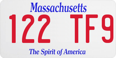 MA license plate 122TF9