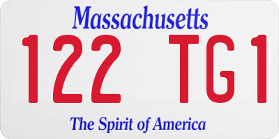 MA license plate 122TG1