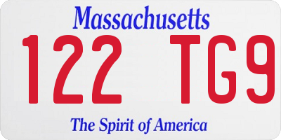 MA license plate 122TG9