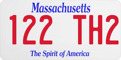 MA license plate 122TH2