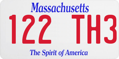 MA license plate 122TH3