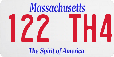 MA license plate 122TH4