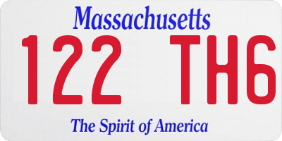 MA license plate 122TH6