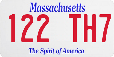 MA license plate 122TH7