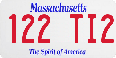 MA license plate 122TI2