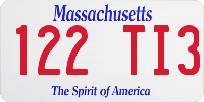 MA license plate 122TI3
