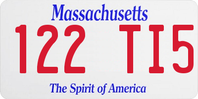 MA license plate 122TI5
