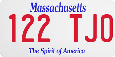 MA license plate 122TJ0