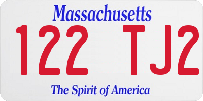 MA license plate 122TJ2