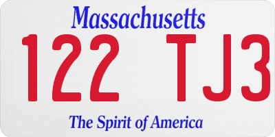 MA license plate 122TJ3