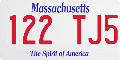 MA license plate 122TJ5