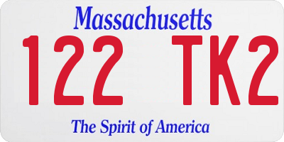 MA license plate 122TK2